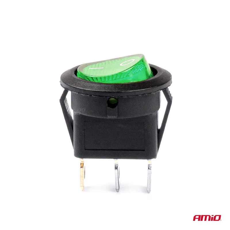 INTERRUPTEUR ROND AVEC LUMIERE VERTE 12/24V 20A ON/OFF AMIO