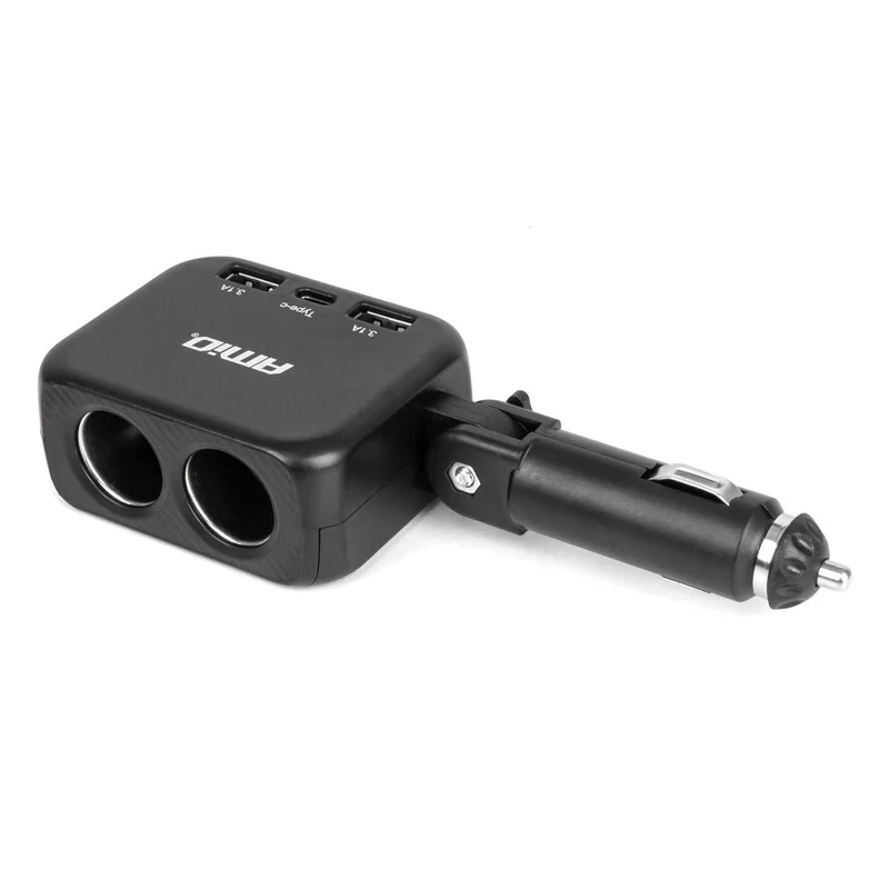 CHARGEUR ALLUME-CIGARE 100W DOUBLE ORIENTABLE + 2XUSB-A + 1XUSB-C 12/24V AMIO