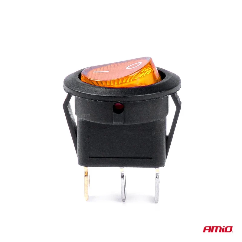 INTERRUPTEUR ROND AVEC LUMIERE JAUNE 12/24V MAX 20A ON/OFF AMIO