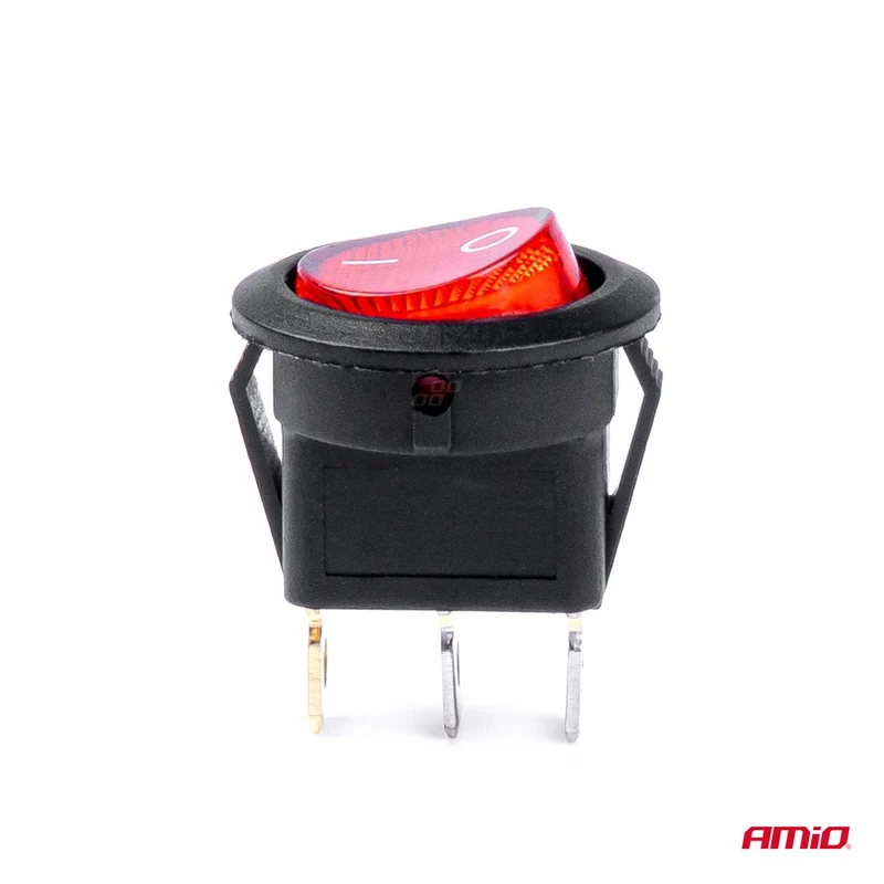 INTERRUPTEUR ROND AVEC LUMIERE ROUGE 12/24V MAX 20A ON/OFF AMIO