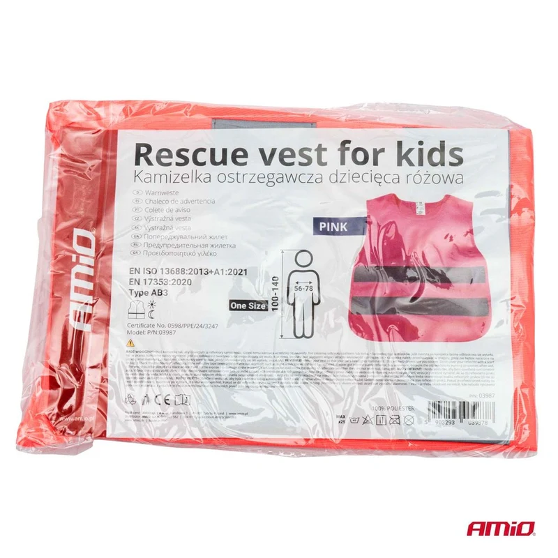GILET DE SÉCURITÉ POUR ENFANT ROSE AMIO