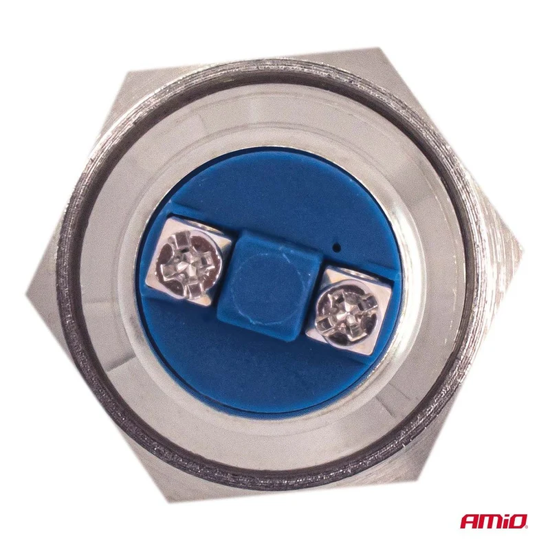 INTERRUPTEUR BOUTON PLAT ROND EN ACIER 19 MM 5 A 12/230V AMIO