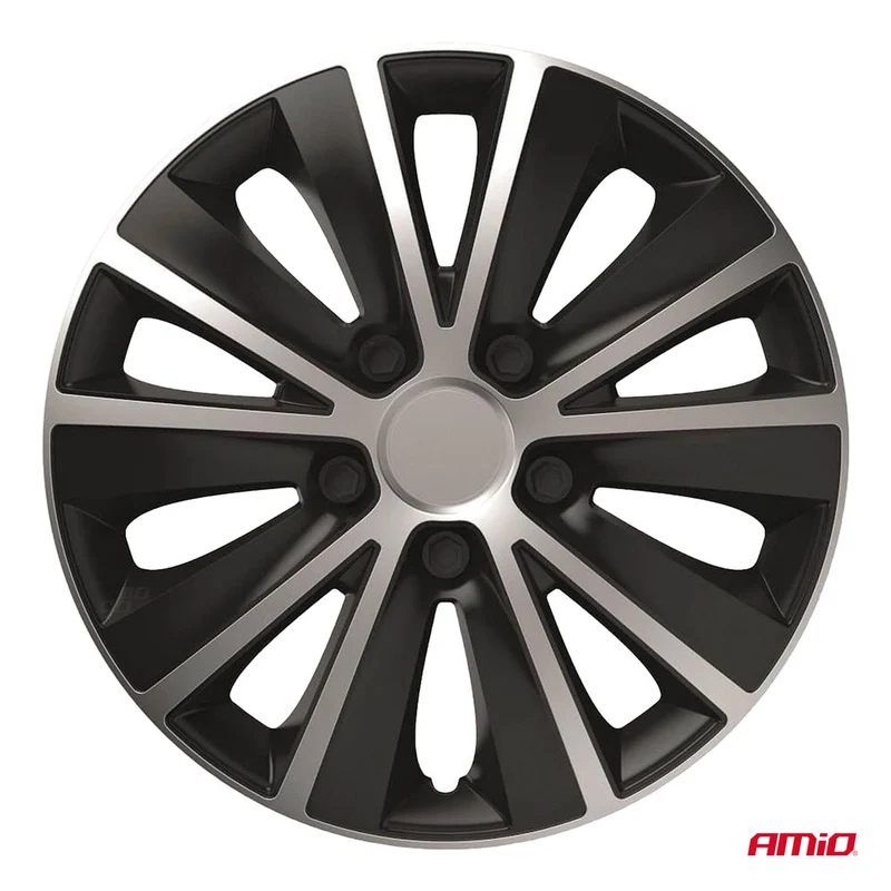 ENJOLIVEURS DE VOITURE 4PCS SET RAPIDE NOIR ET ARGENT 14" COLOR BOX