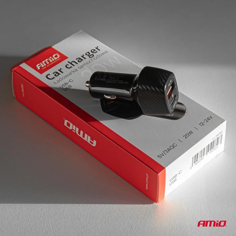 CHARGEUR ALLUME-CIGARE QC+PD 20W USB-A + USB-C AMIO