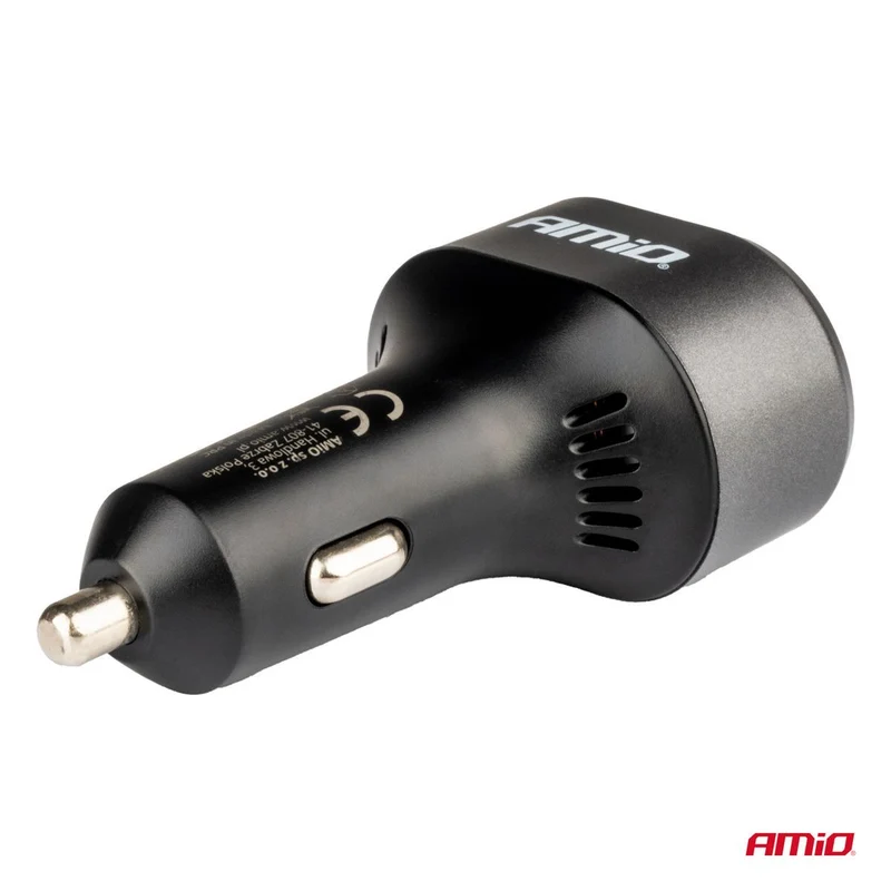 CHARGEUR RAPIDE ALLUME-CIGARE 30W AVEC AFFICHAGE LED VOLTMETRE AMIO