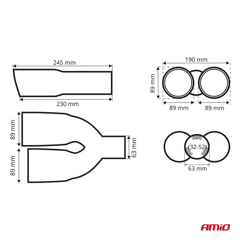 EMBOUT D'ÉCHAPPEMENT ACIER INOXYDABLE CARBONE DOUBLE AMIO