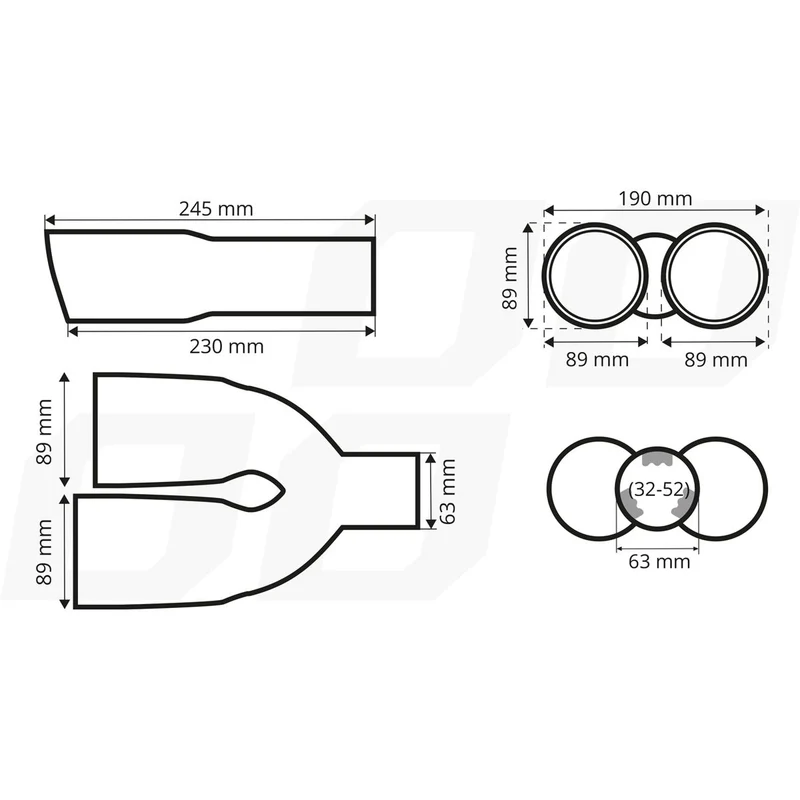 EMBOUT D'ÉCHAPPEMENT ACIER INOXYDABLE CARBONE DOUBLE AMIO