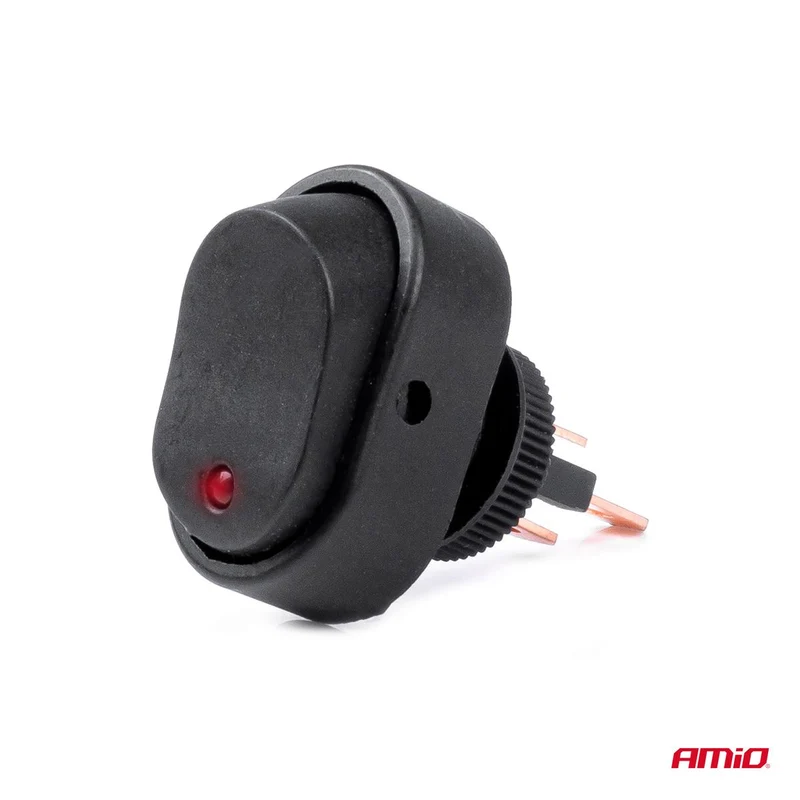 INTERRUPTEUR ELLIPTIQUE AVEC LED ROUGE 12/24V MAX30A ON/OFF AMIO
