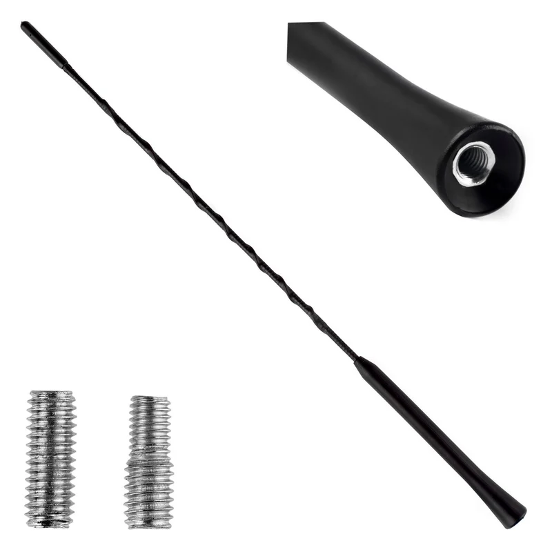 ANTENNE NOIRE TORSADEE 41CM AVEC ADAPTATEUR 5/6MM A VISSER AMIO