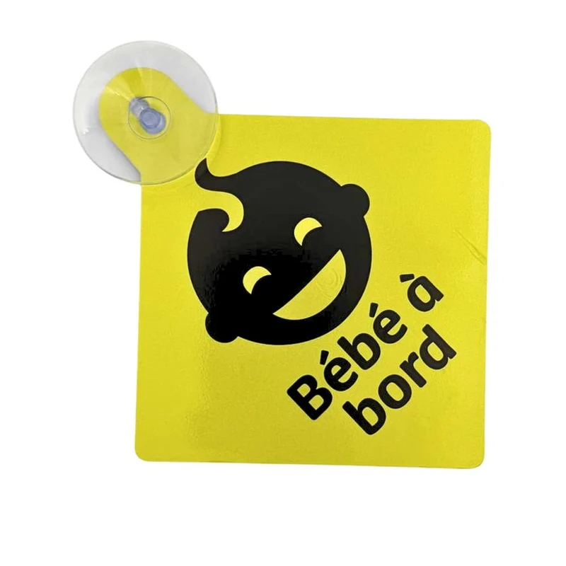 PANNEAU "BEBE A BORD" REFLECHISSANT AVEC VENTOUSE 125X125MM
