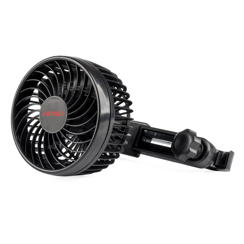 VENTILATEUR 12V (DIAM 11,5CM) ORIENTABLE 2 VITESSES FIXATION APPUIE-TETE AMIO