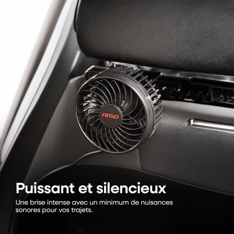 VENTILATEUR 12V (DIAM 11,5CM) ORIENTABLE 2 VITESSES FIXATION APPUIE-TETE AMIO