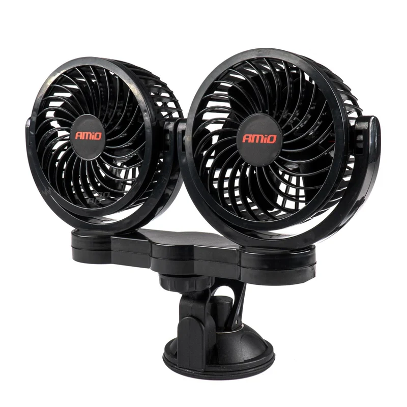 DOUBLE VENTILATEUR 12V DIAMETRE 10CM CHACUN ORIENTABLE SUR VENTOUSE AMIO