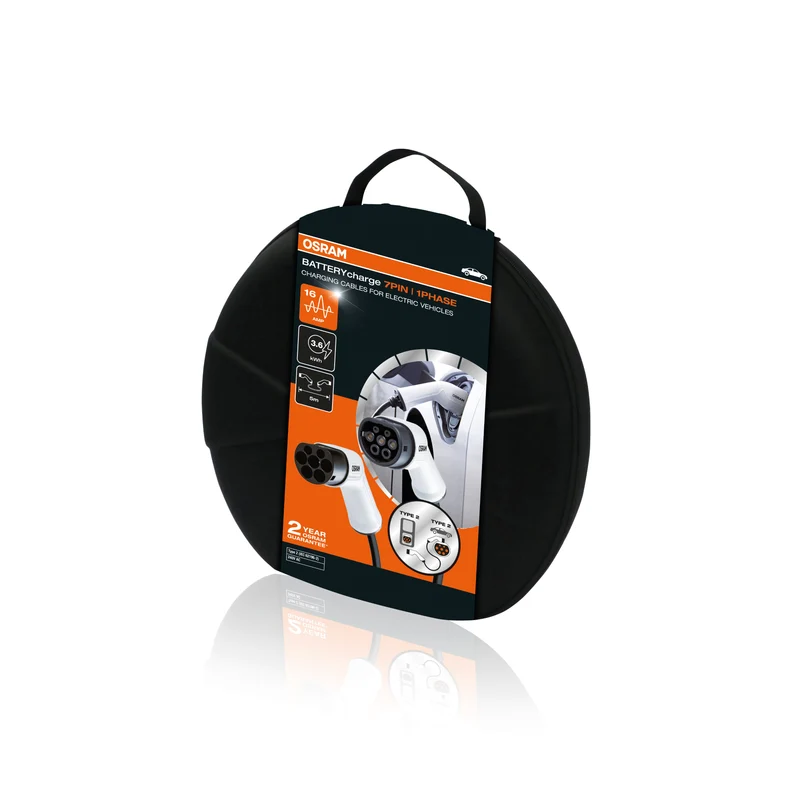 CABLE DE CHARGE VEHICULE ELECTRIQUE 7 BROCHES 16A, TYPE2 > TYPE 2 3,3kW 5M 1 PHASE