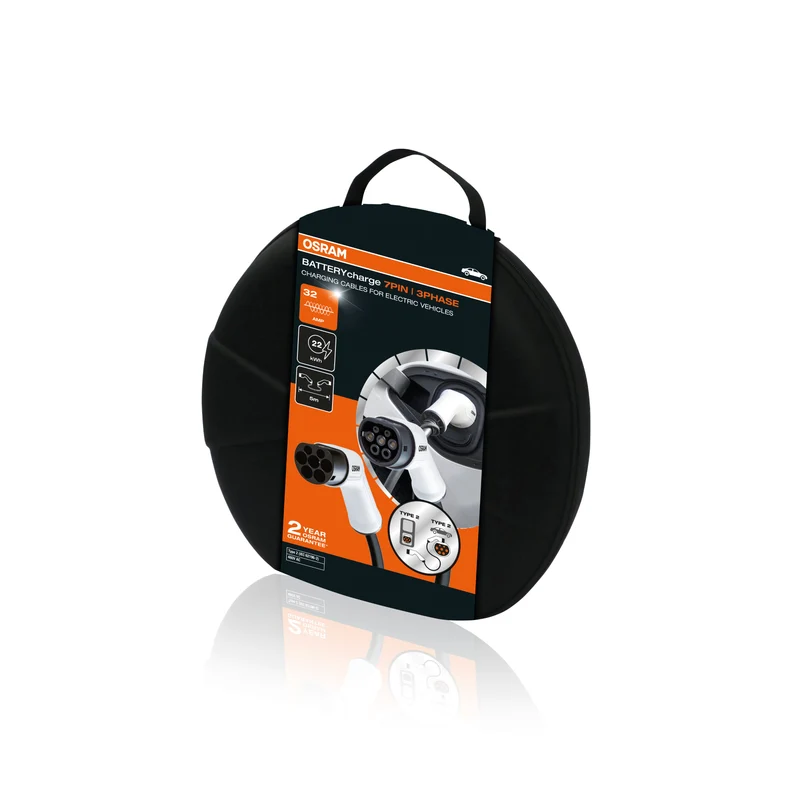 CABLE DE CHARGE VEHICULE ELECTRIQUE 7 BROCHES 32A, TYPE2 > TYPE 2 3,3kW 5M 3 PHASE