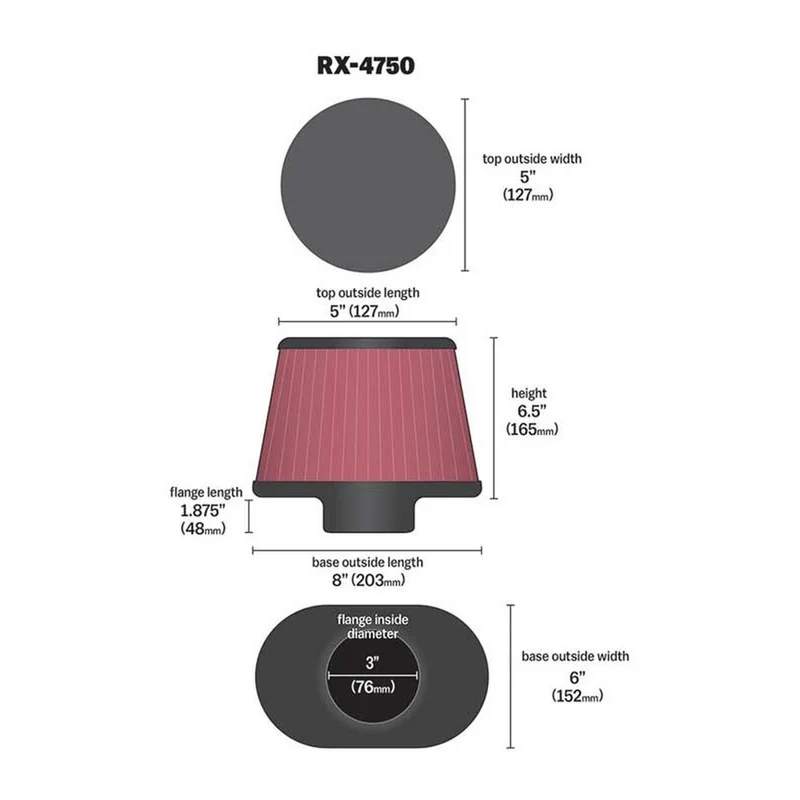 FILTRE A AIR UNIVERSEL K&N RX-4750