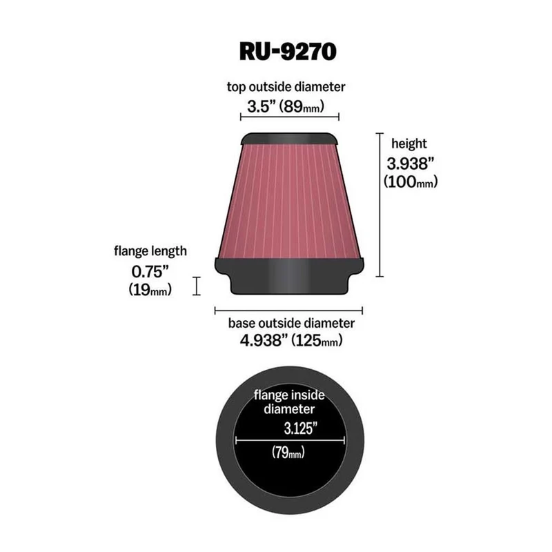 FILTRE A AIR UNIVERSEL K&N RU-9270