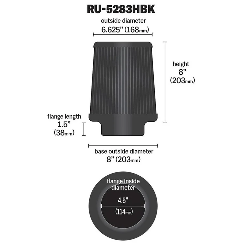 FILTRE A AIR UNIVERSEL K&N RU-5283HBK