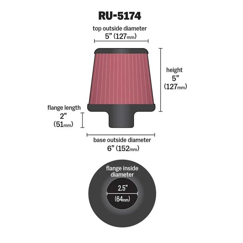 FILTRE A AIR UNIVERSEL K&N RU-5174
