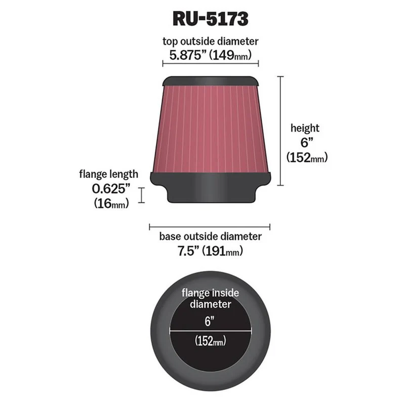 FILTRE A AIR UNIVERSEL K&N RU-5173