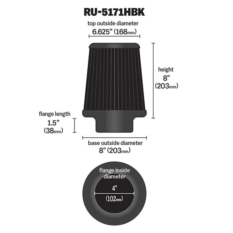 FILTRE A AIR UNIVERSEL K&N RU-5171HBK