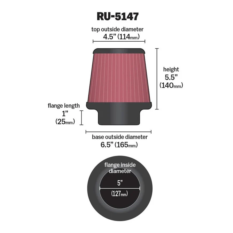 FILTRE A AIR UNIVERSEL K&N RU-5147