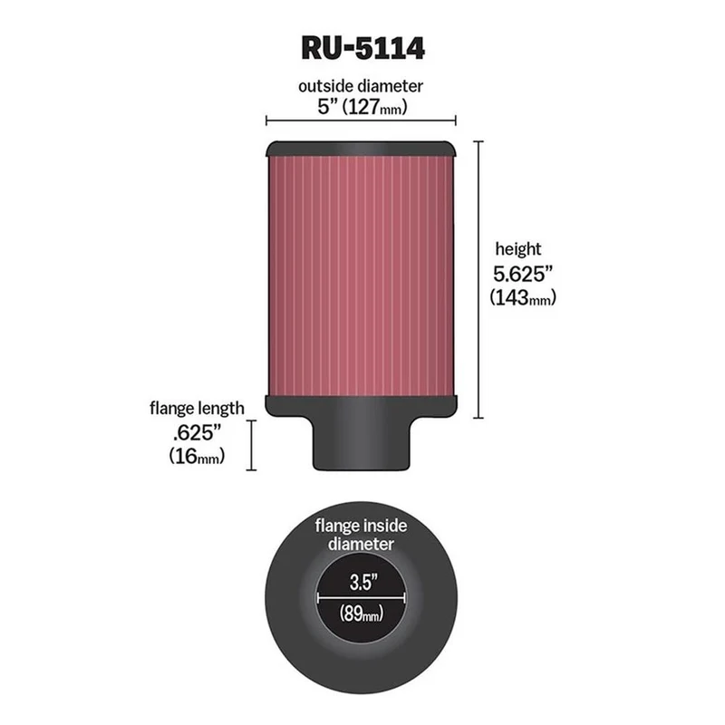 FILTRE A AIR UNIVERSEL K&N RU-5114
