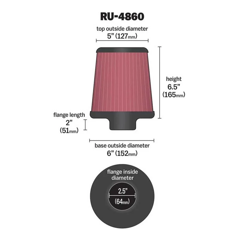 FILTRE A AIR UNIVERSEL K&N RU-4860