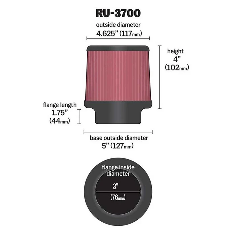 FILTRE A AIR UNIVERSEL K&N RU-3700