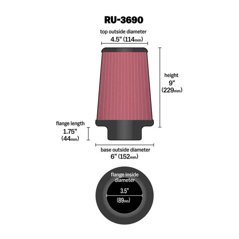 FILTRE A AIR UNIVERSEL K&N RU-3690
