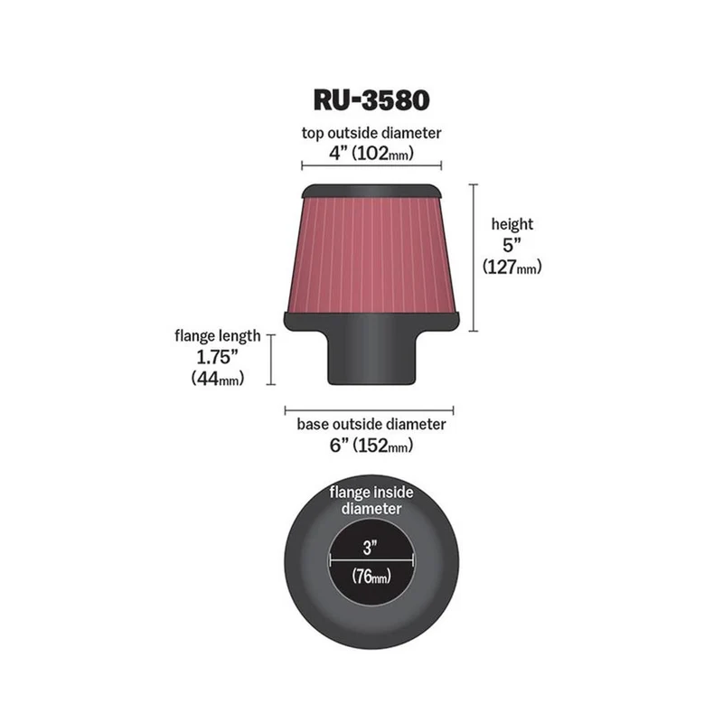 FILTRE A AIR UNIVERSEL K&N RU-3580