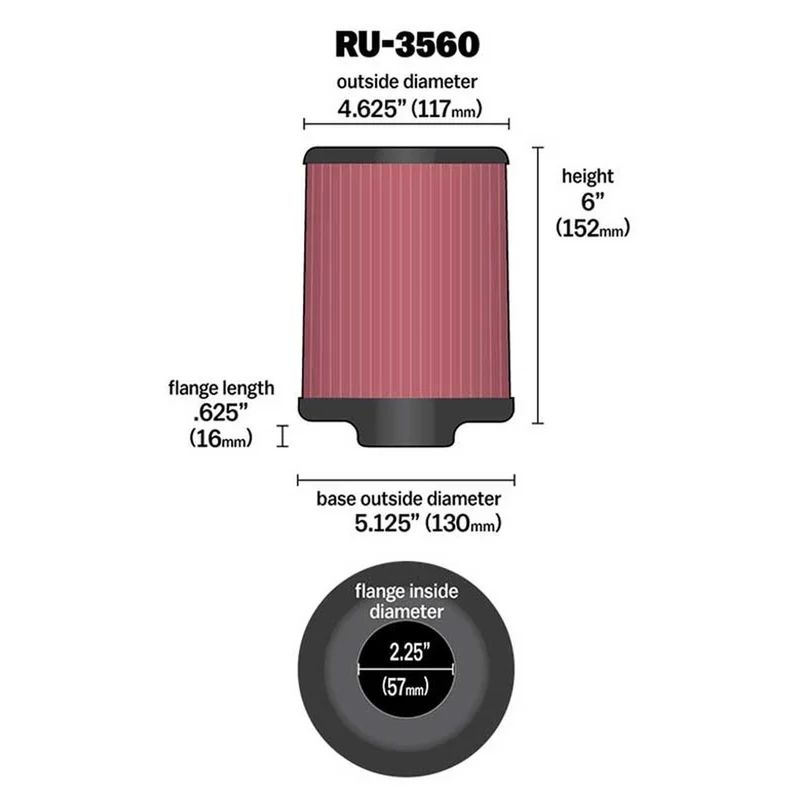 FILTRE A AIR UNIVERSEL K&N RU-3560