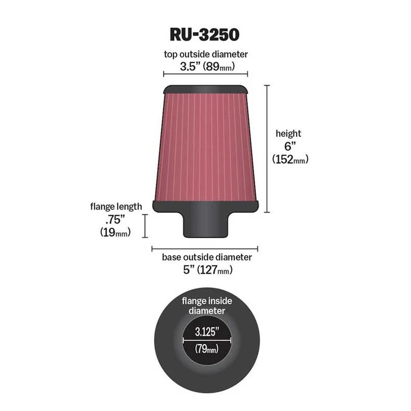 FILTRE A AIR UNIVERSEL K&N RU-3250