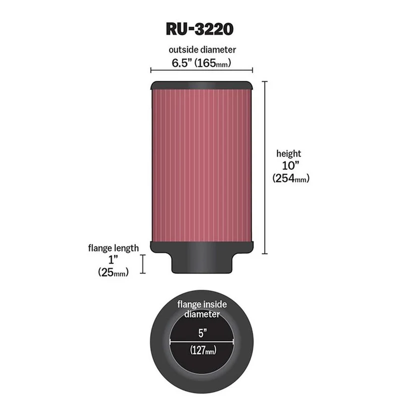 FILTRE A AIR UNIVERSEL K&N RU-3220