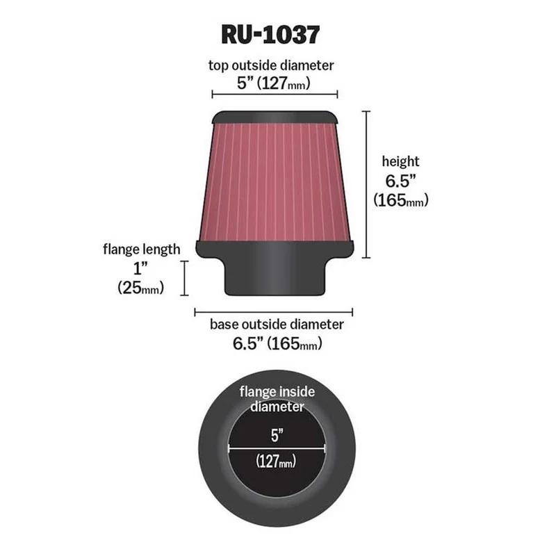 FILTRE A AIR UNIVERSEL K&N RU-1037