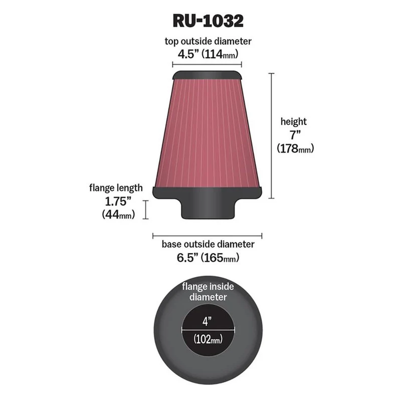 FILTRE A AIR UNIVERSEL K&N RU-1032