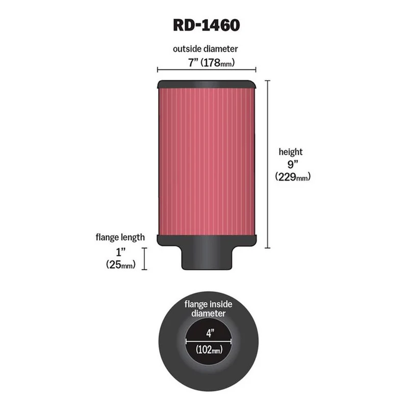 FILTRE A AIR UNIVERSEL K&N RD-1460