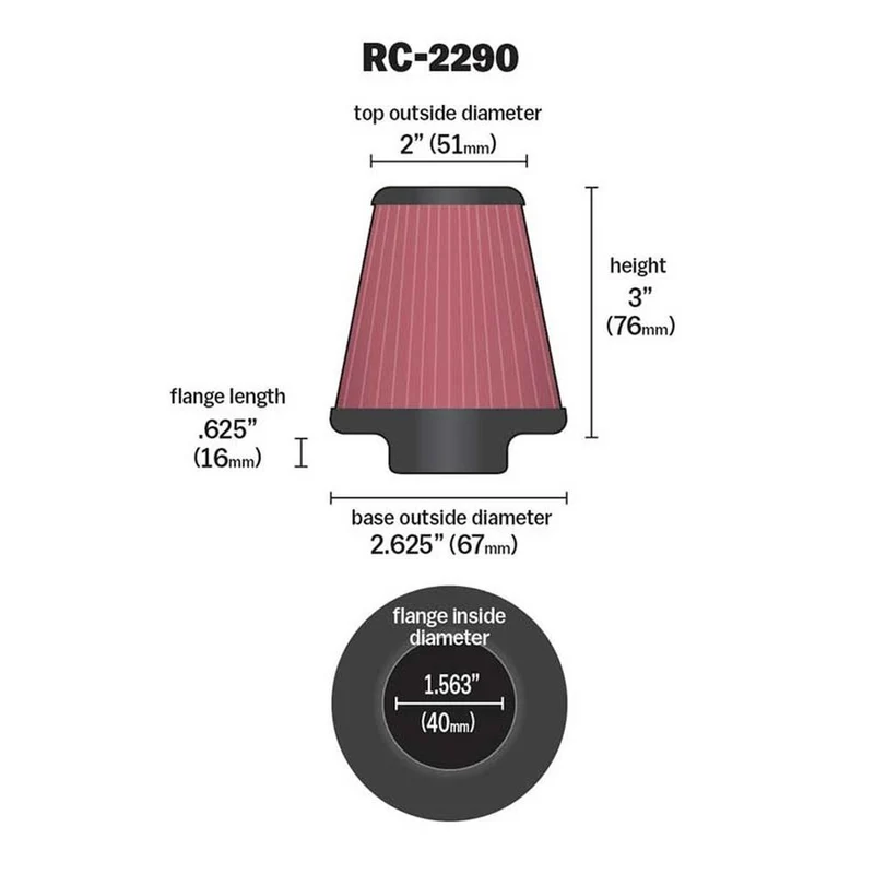 FILTRE A AIR UNIVERSEL K&N RC-2290