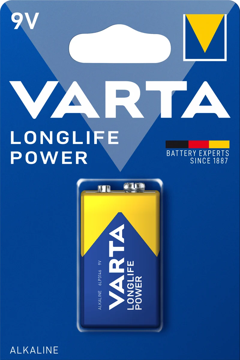 PILES VARTA ALCALINE POWER PILE 9V 6LR61 BLISTER DE 1 PIECES