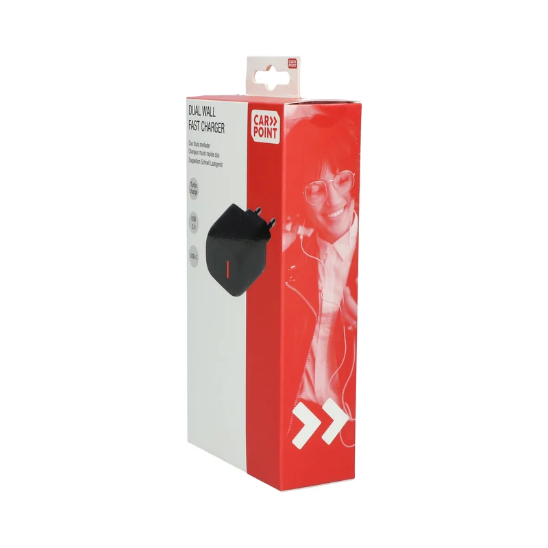 CHARGEUR MURAL RAPIDE DUO 20W USB-C + 18W USB 3.0 CARPOINT
