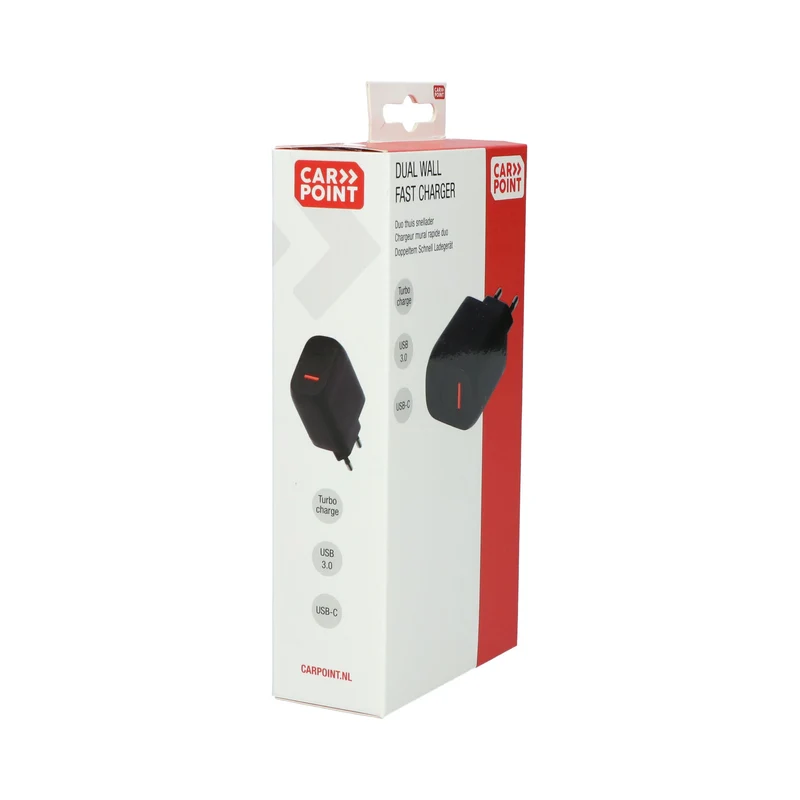 CHARGEUR MURAL RAPIDE DUO 20W USB-C + 18W USB 3.0 CARPOINT