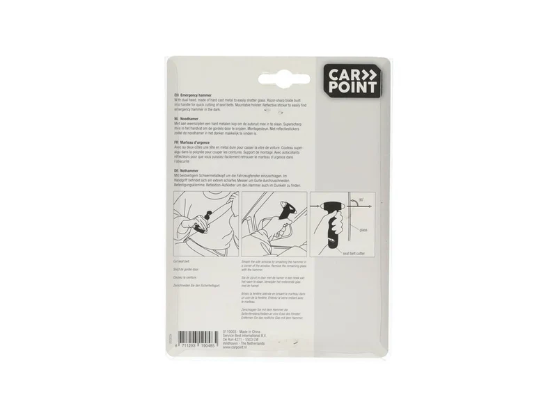 MARTEAU BRISE VITRES D'URGENCE NOIR CARPOINT