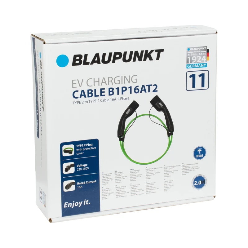 CABLE CHARGE VEHICULE ELECTRIQUE 16A MONOPHASE T2 >T2 B1P16AT2 N°11 BLAUPUNKT