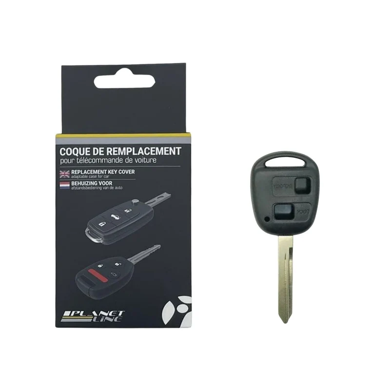 COQUE CLE ADAPTABLE POUR TOYOTA 2 BOUTONS LAME CRANTEE KEYSKAR