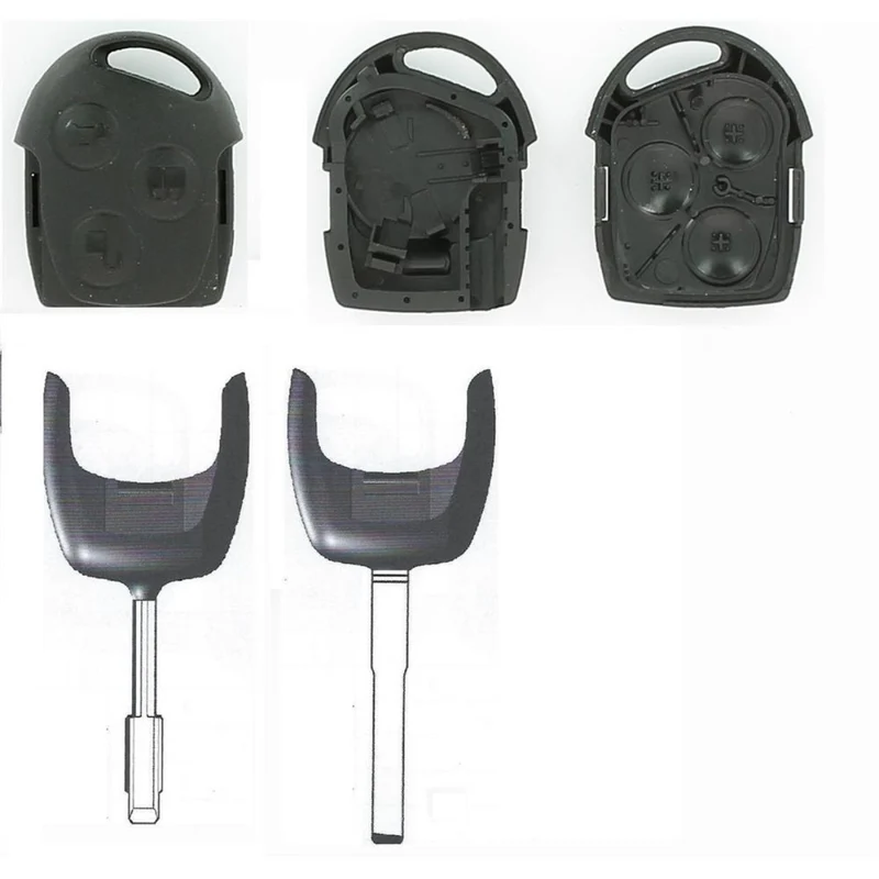 COQUE CLE ADAPTABLE POUR FORD 3 BOUTONS LAME TIBBE ET FRAISEE KEYSKAR