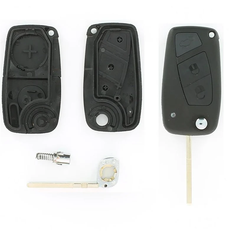 COQUE CLE ADAPTABLE POUR FIAT 3 BOUTONS LAME FRAISEE PILE DANS COQUE KEYSKAR